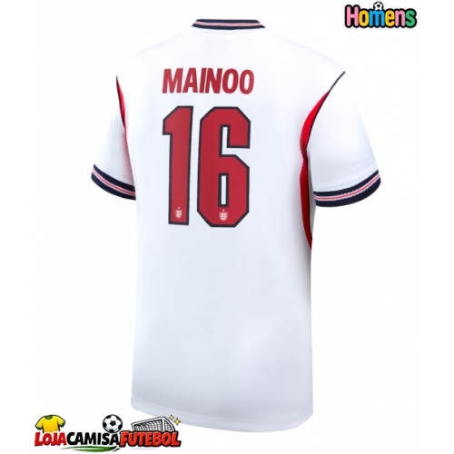 Camisa de Futebol Inglaterra Kobbie Mainoo #16 Equipamento Principal Mundo 2026 Manga Curta